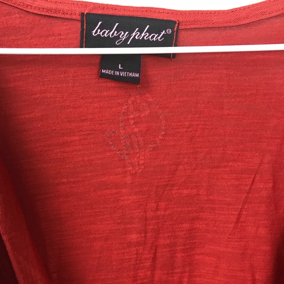 Baby Phat Burnt Orange Studded Sleeveless Blouse L - Picture 5 of 7